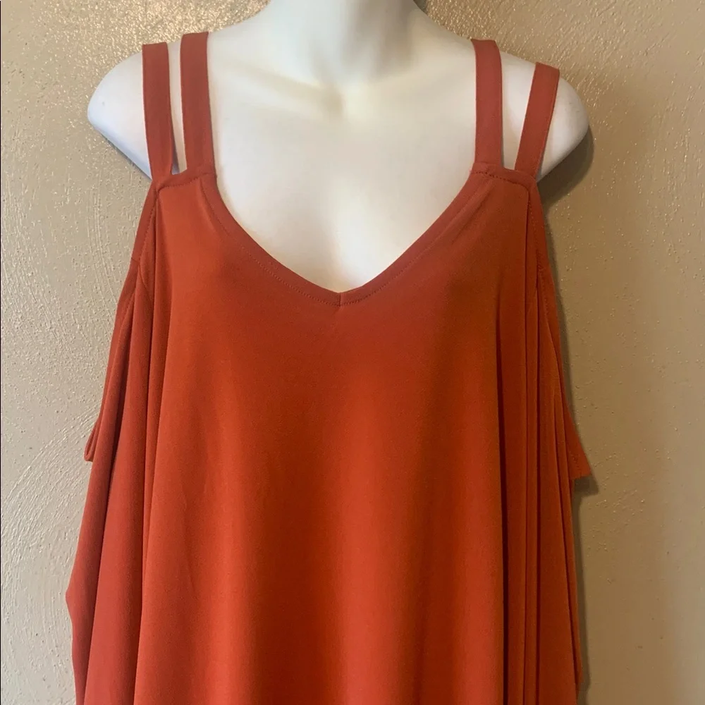 Torrid 3x Women's Spice Long Sleeve Cold-Shoulder Double Strap V-Neck Top - Picture 2 of 6